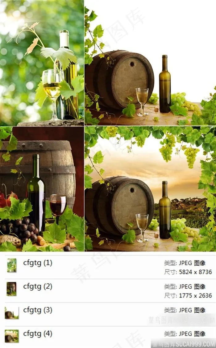 酒桶酒瓶葡萄摄影素材