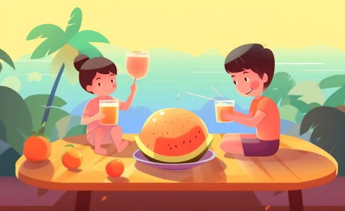 孩子们水果饮料玩耍背景(1408x864)