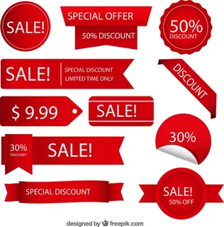 免抠红色促销贴纸