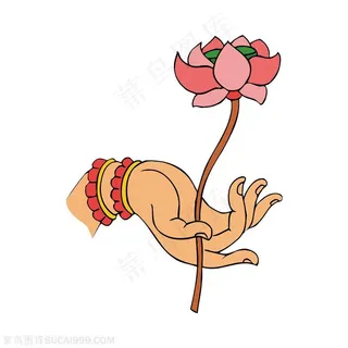 佛手png矢量手上的一支莲花图片