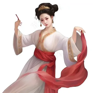 古风古装少女仙气粉色衣裙插画免抠