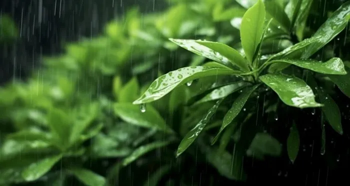 下雨天树叶绿色背景