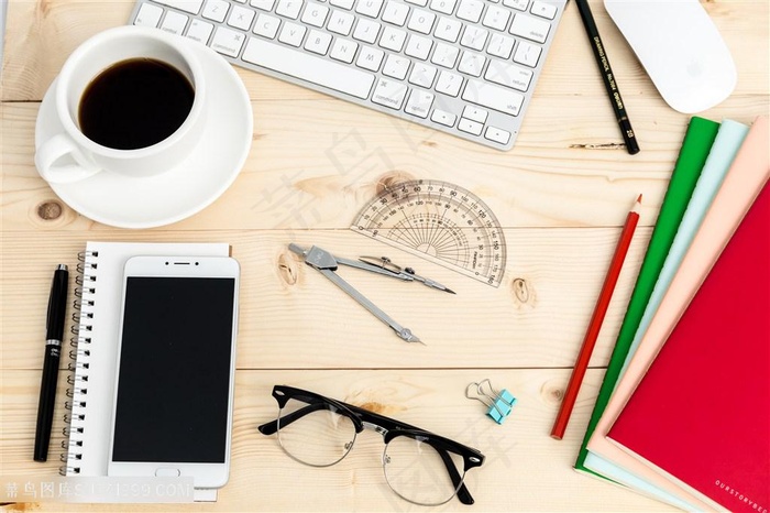 创意学习办公文具平铺摆拍