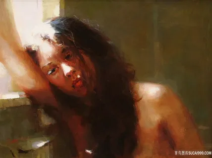 女士靠墙人物油画 女士靠墙人物油画