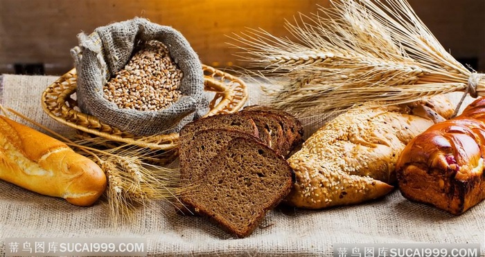 小麦和各种面包高清摄影图片