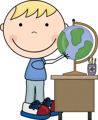 卡通男孩简笔地球仪