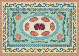 复古中式国潮风敦煌花纹装饰图案花卉藻井肌理圆形边框素材