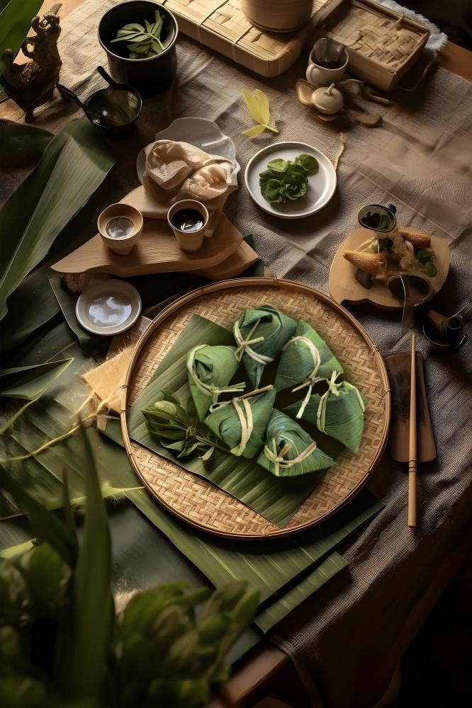 端午节实物包粽子食物背景
