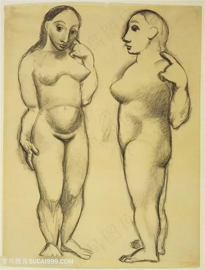 毕加索素描裸体美女装饰画
