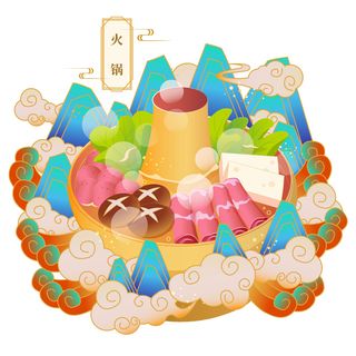 国潮中国风传统小吃食物地方特色菜美食元素插画海报图片素材