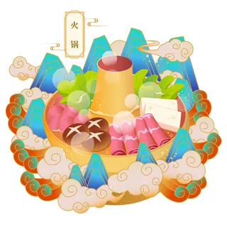 国潮中国风传统小吃食物地方特色菜美食元素插画海报图片素材 国潮中国风传统小吃食物地方特色菜美食元素插画海报图片素材