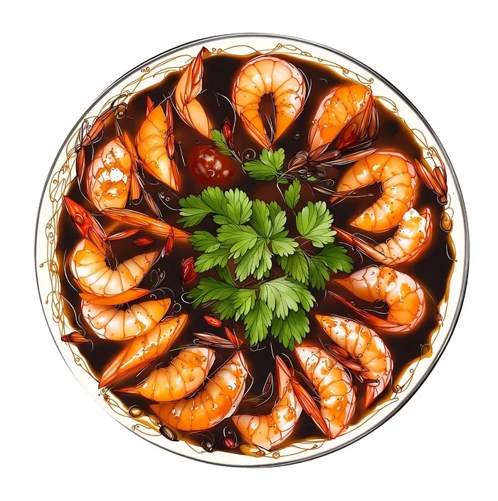 手绘美味油闷大虾免扣图psd模版下载