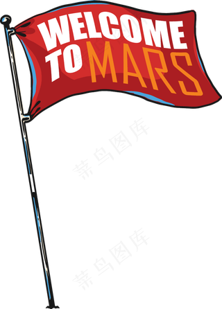 月球星空素材_宇宙航天太空欢迎到火星旗子