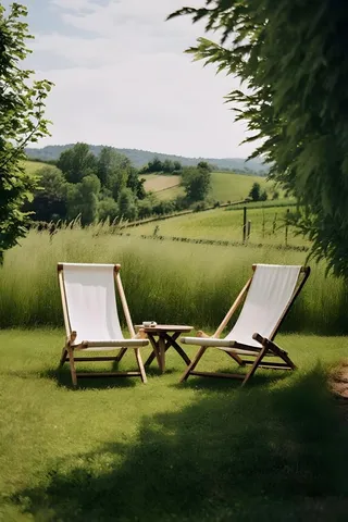 草地椅子寂静意境背景