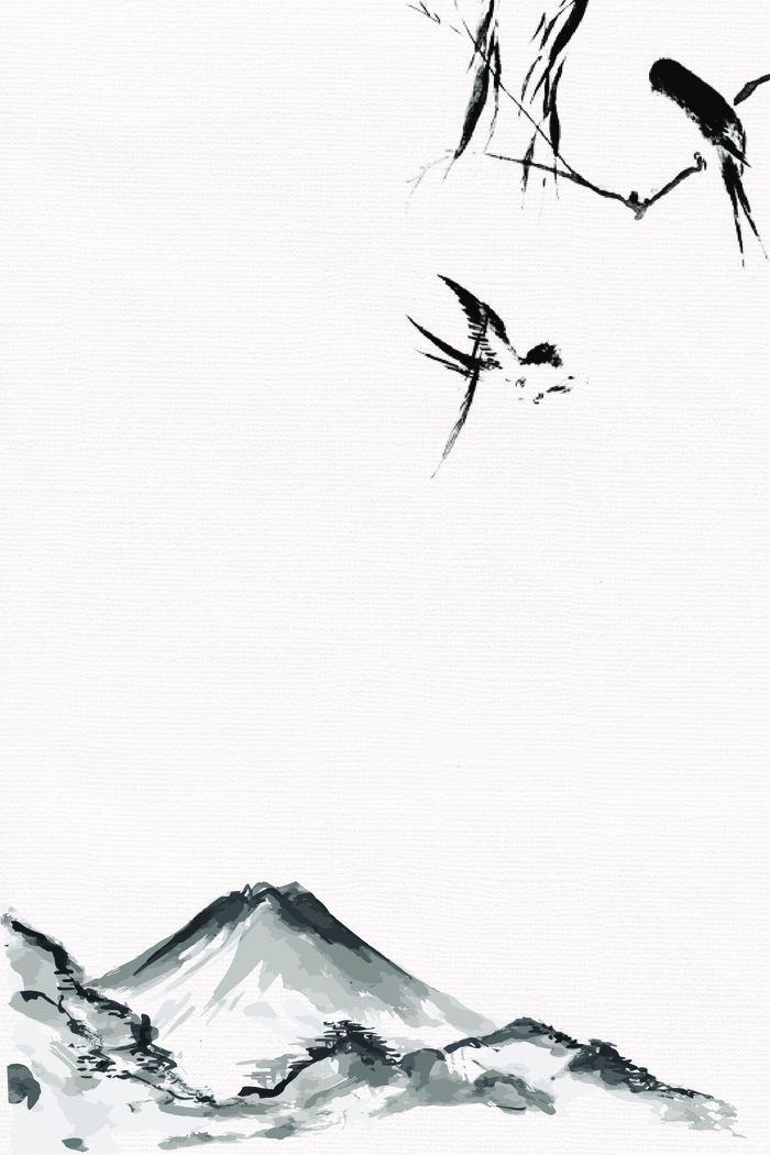 中国风传统水墨古风古典展板边框工笔画PS海报背景平面广告Ai设计素材