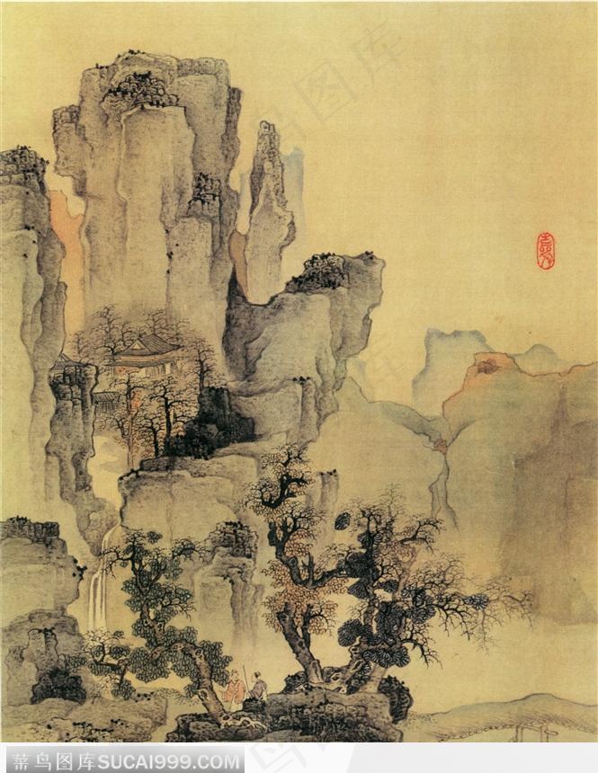 山间怪石图