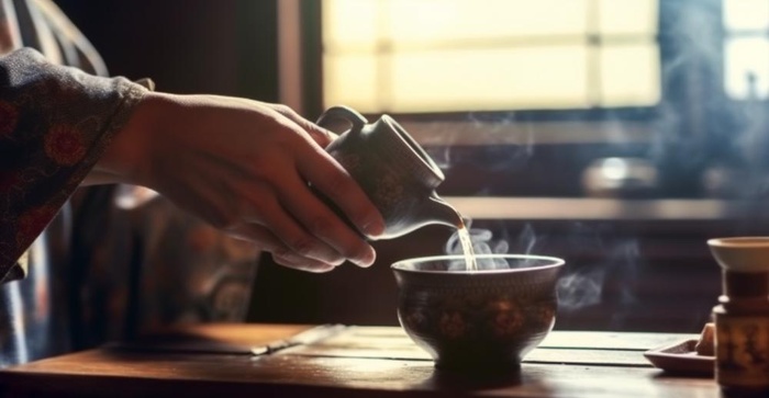 泡茶实物场景摄影背景