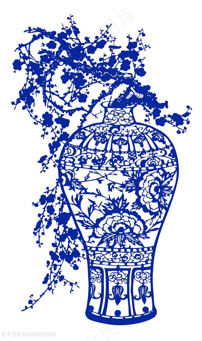 窗花梅花国粹青花瓷中国风图片