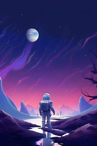 航天员太空紫色星空背景