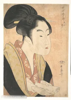 喜多川歌磨唯美日系美女肖像装饰画 喜多川歌磨唯美日系美女肖像装饰画
