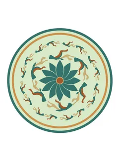 复古中式国潮风敦煌花纹装饰图案花卉藻井肌理圆形边框AI素材