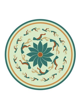 复古中式国潮风敦煌花纹装饰图案花卉藻井肌理圆形边框AI素材