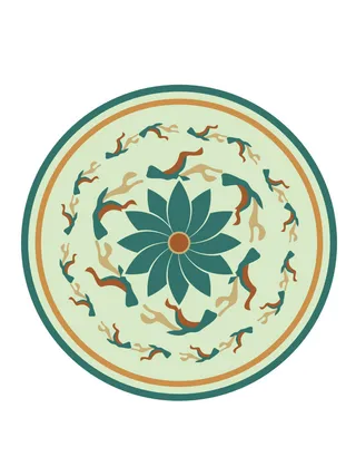 复古中式国潮风敦煌花纹装饰图案花卉藻井肌理圆形边框AI素材