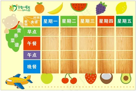 幼儿园 餐谱 菜谱 营养菜谱 每周菜谱 公示栏
