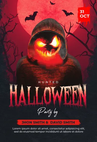 红色鬼魂万圣节之夜派对传单海报