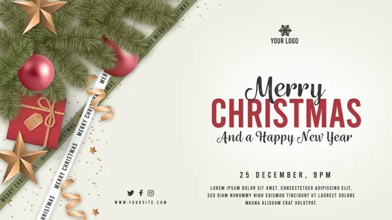 圣诞节圣诞树圣诞老人闪亮装饰电商促销折扣海报