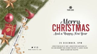 圣诞节圣诞树圣诞老人闪亮装饰电商促销折扣海报