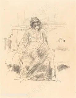 惠斯勒素描坐在台阶上的女性装饰画 惠斯勒素描坐在台阶上的女性装饰画