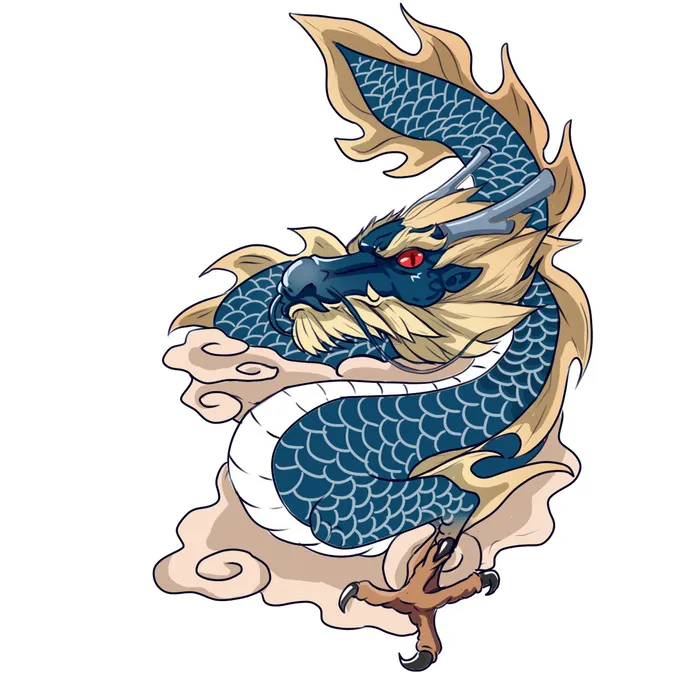 手绘国潮中国风神龙凤凰卡通形象插画装饰元素图案PSD设计素材psd模版下载