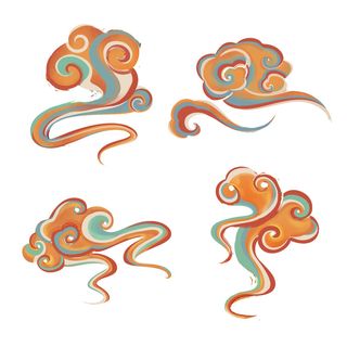 中国风中式国潮敦煌云纹祥云插画图案云朵云彩元素PSDAI设计素材