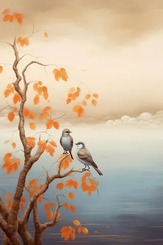 秋季落叶简约清新淡雅背景