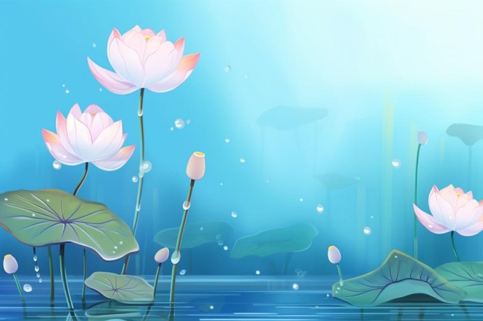 创意淡雅简约国风荷花国潮背景(1344x896)