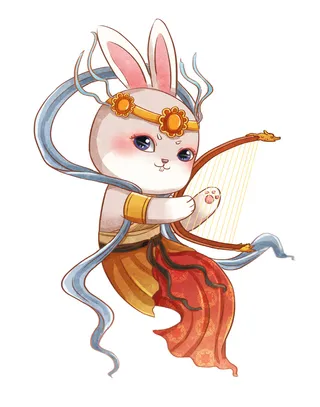 天仙弹琴兔子 弹琴兔子 兔年元素 兔子 兔年兔子
