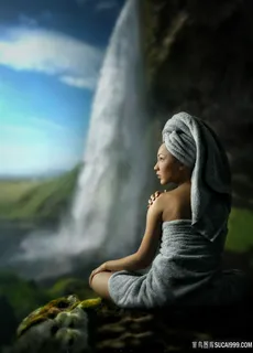 山水美女风景人体写真图片