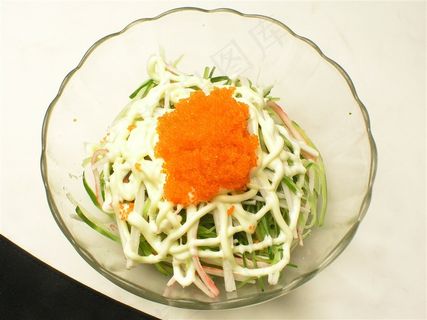 蟹籽色拉美食素材图片