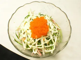 蟹籽色拉美食素材图片