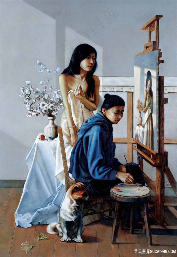 画室画家模特油画装饰画油画图片