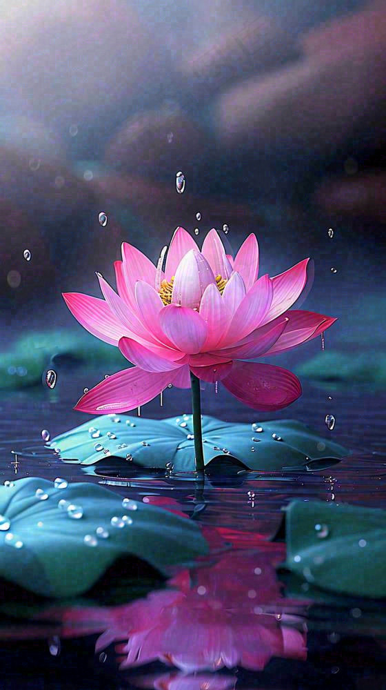 夏天下雨池塘里盛开的荷花特写，立夏，夏至