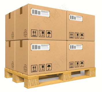 卡板上的纸箱货物高清图片3D图片