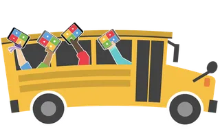 校车卡通简笔黄色少儿兴趣班