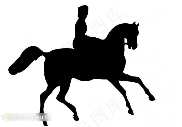 美女和马的剪影图片