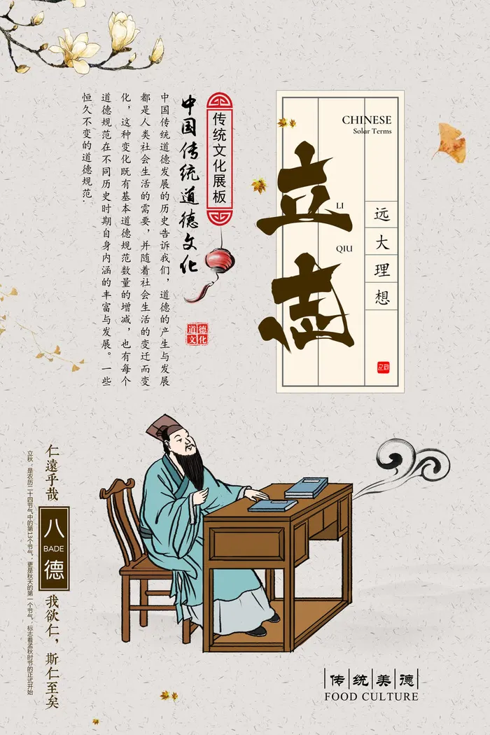 古风水墨校园文化墙八德套图之励志