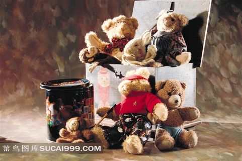 摆各种姿势的小熊玩具