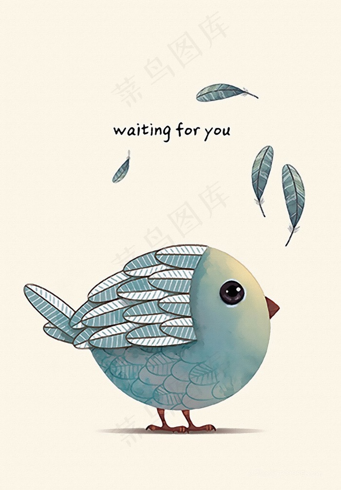 高清北欧羽毛卡通鸟