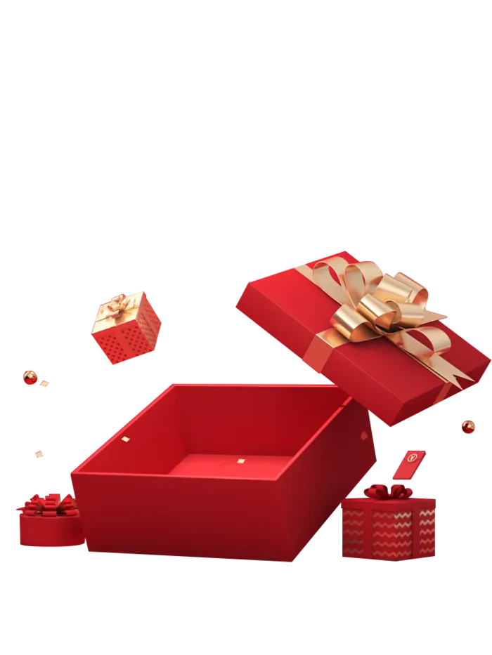 红色简约风春节活动礼盒免抠素材下载