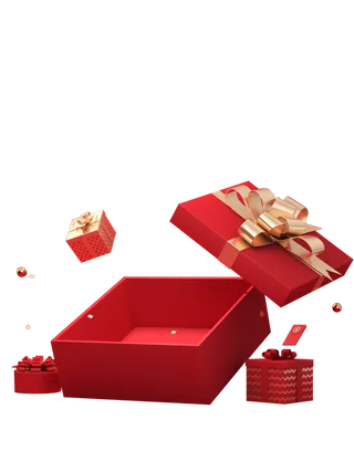 红色简约风春节活动礼盒免抠素材下载